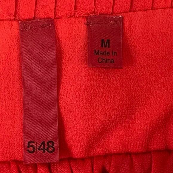 5/48 Release Pleat Red Mini Skirt Women’s SZ Med GUC Side Zip/Buttons Lined - Picture 3 of 11